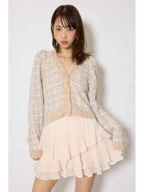 Rienda Gyaru Japan Peach Pink Pleated Tiered Mini Skirt With Shorts